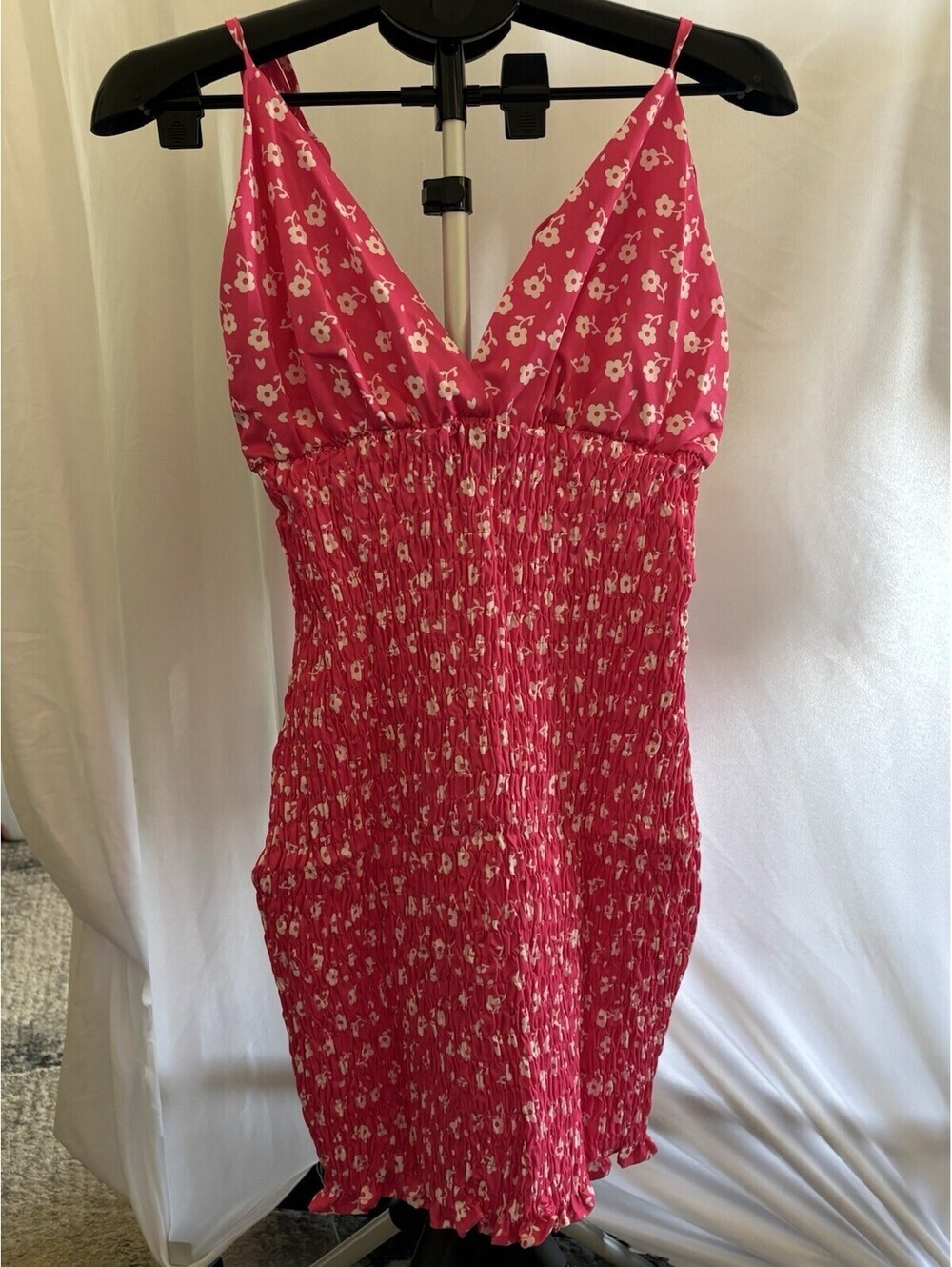 HICME, Mini Dress Floral Print Smocked Bodice Sundress